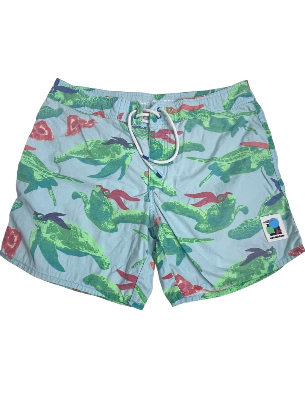 Chubbies Pizza Turtles Swim Trunks Novelty Beach Shorts Size 33